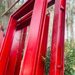 Lote x3 marcos en hierro, color rojo 2,30x1,30x0,17 m - 2,14x0,91x0,18 m