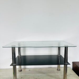 Mesa ratona con tapa de vidrio 75x44x43 cm