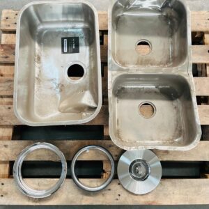 Lote x3: bachas de acero inoxidable y papelera