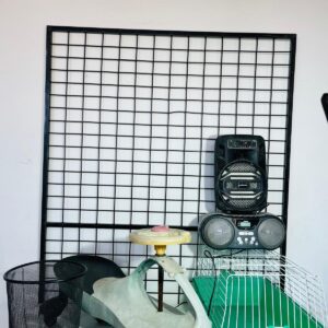 Lote x5: parlante, radio, papelera, jaula y carrito