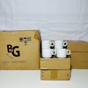 Lote x48 tazas de café de loza blanca (8 cajas)