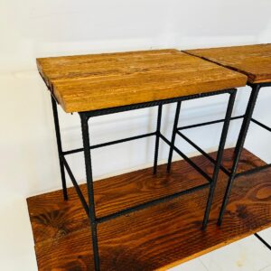 Lote x3 bancos rústicos: en madera y hierro