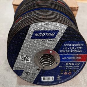 Lote x15 discos de corte NORTON BNA 32 p/metal (11.5 x 2.2 x 0.3cm