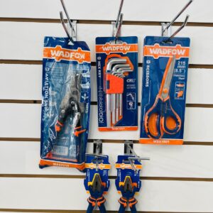 Lote x6: pinza universal 7'', tijeras de acero inox 8.5'', kit de llaves allen, recta 10'' y otros