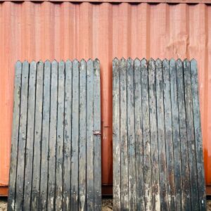 Lote x2 hojas de portera en madera y hierro 2,10x1,20 m