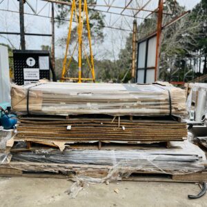 Lote x40 tablas en mdf, con muestras de cerámicas 1,92x1,01 m | 1,10x0,40 m