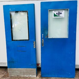 Lote x2 hojas de puerta en chapa, color azul 0,85x2,05 m